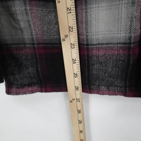 Obey Jacket Mens Small Black Gray Red Plaid Sherpa Collar Flannel Lined Workwear - Picture 9 of 12